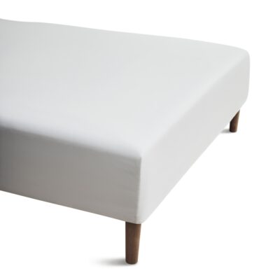 JUNA boxlagen 120x200 cm - 100% økologisk bomuld - Hvid Percale boxlagen