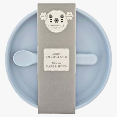 Summerville Tallerken og Ske Silikone, Cloud Blue