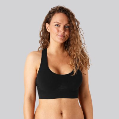 Bambus seamless BH top i sort til damer