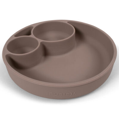 Silikone tallerken ruminddelt - Warm Grey