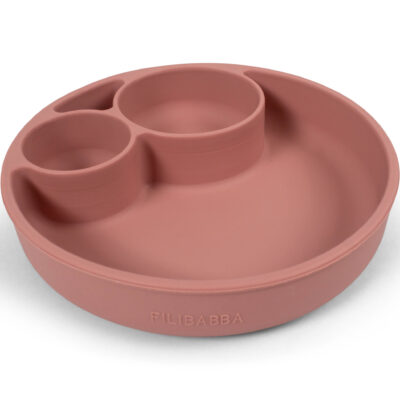 Silikone tallerken ruminddelt - Rose