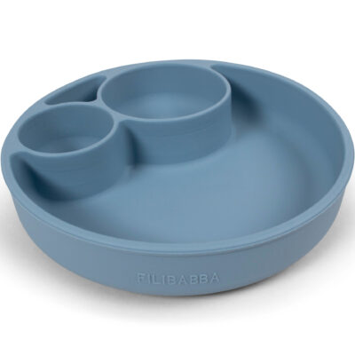 Silikone tallerken ruminddelt - Powder Blue