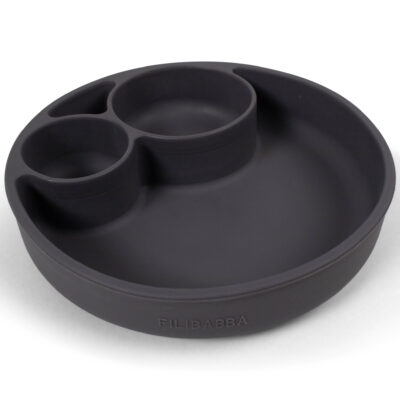 Silikone tallerken ruminddelt - Stone Grey