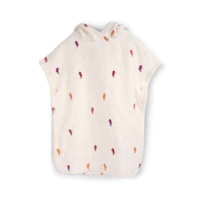 Strandponcho med broderi GOTS- Søhest
