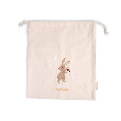 Gavepose af stof m. broderi GOTS - Wonderful Winter - Hare