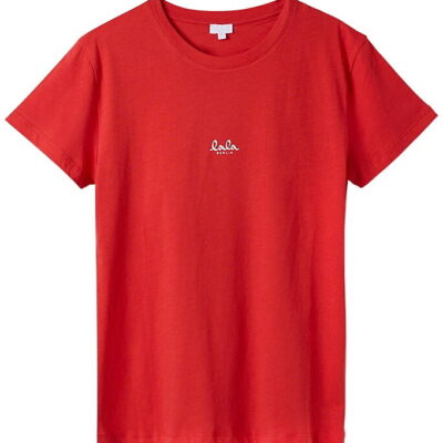 Lala Berlin T-shirt - Hot Orange/Hvid m. Logo
