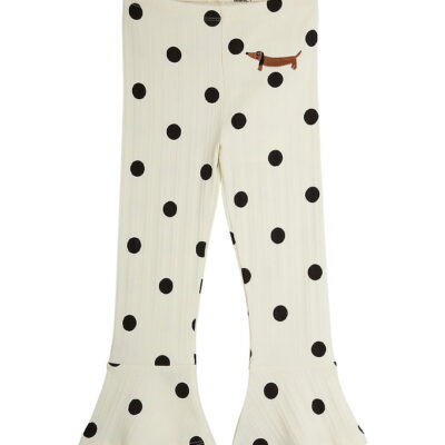 Mini Rodini Bukser - Dots aop dog flared - Off-white