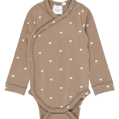 The New Siblings Nova Langærmet Wrap Body - Taupe Gray AOP TN - 62