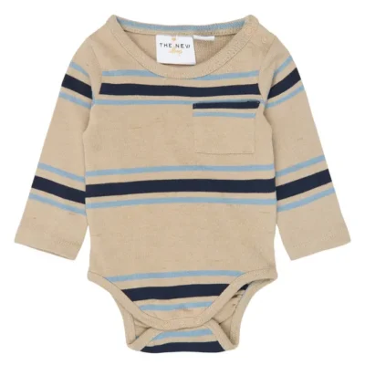 The New Siblings Theodor Langærmet Body - Humus Striped - 80