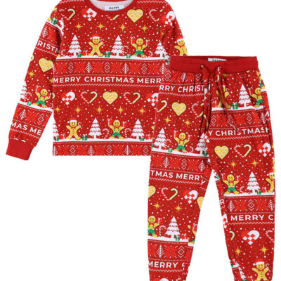 Jule-Sweaters Nattøj - 2-Delt - Christmas Cookie - Rød