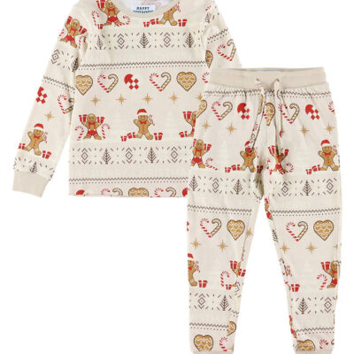 Jule-Sweaters Nattøj - 2-Delt - Christmas Cookie - Beige