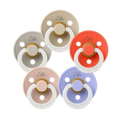 Bibs Colour Night, Str. 2 (6+ Mdr.), Rund - Latex, Sutter Med Navn , 5-pak