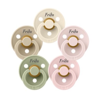 Bibs Colour, Str. 2 (6+ Mdr.), Rund - Latex, Sutter Med Navn , 5-pak