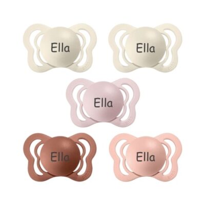 Bibs Couture, Str. 1 (0-6 Mdr.), Anatomisk - Latex, Sutter Med Navn , 5-pak