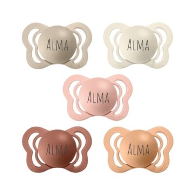 Bibs Couture, Str. 1 (0-6 Mdr.), Anatomisk - Silikone, Sutter Med Navn , 5-pak