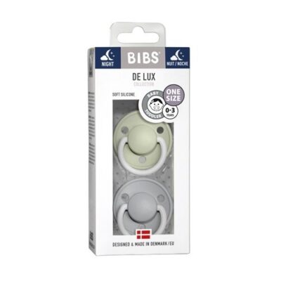 Bibs De Lux Night - 2-pak, One Size (0-36 Mdr.), Rund - Silikone,
