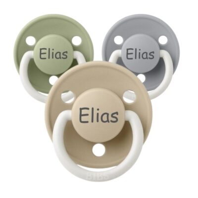 Bibs De Lux Night, One Size (0-36 Mdr.), Rund - Silikone, Sutter Med Navn
