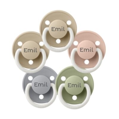 Bibs De Lux Night, Str. 1 (0-6 Mdr.) , Rund - Latex, Sutter Med Navn, 5-pak