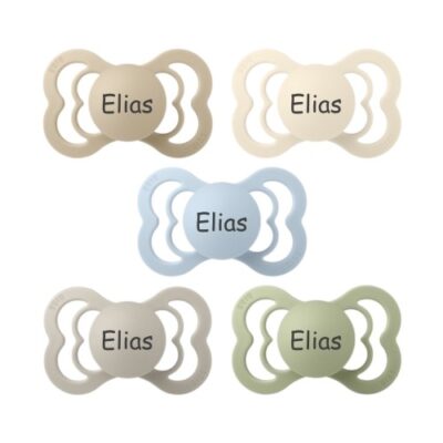 Bibs Supreme, Str. 2 (6+ Mdr.), Symmetrisk - Latex, Sutter Med Navn , 5-pak