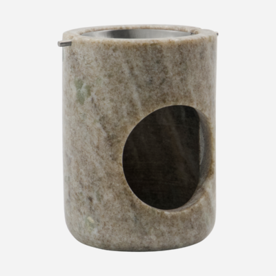 Meraki - Oil Burner - MKMarble Beige - Sølv Finish - L:7,5cm, W:7,5cm, H:10cm