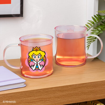 Super Mario - Princess Peach Iridescent Glass Mug
