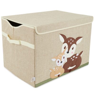 BABYNOHR - Opbevaringskasse i Canvas Med Låg Rådyr - Babynohr.dk