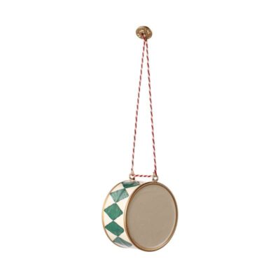 Maileg Juleornament - Metal - Tromme - Stor - Mørk Grøn
