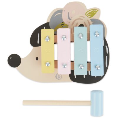 BABYNOHR - Mini Xylofon i Træ Med Pastelfarver Pindsvin - Babynohr.dk
