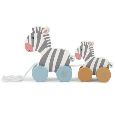BABYNOHR - Trækkedyr i Træ Zebra Med Unge - Babynohr.dk