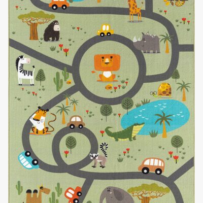 KMCarpets Play Animals Gulvtæppe 140x200, Grøn