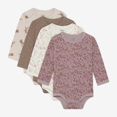 Pippi Langærmet Body 4 Stk - Violet Ice - 92