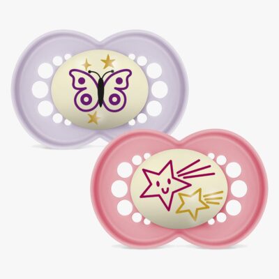 MAM Orginal Night Sutter Silikone 2-pak 6-16m, Pink