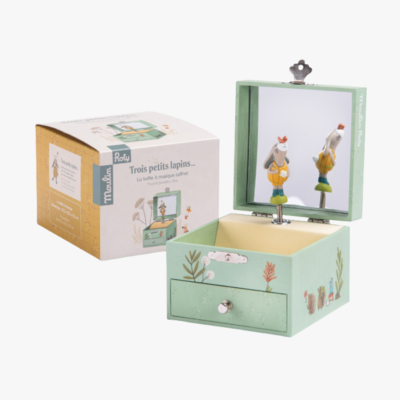Moulin Roty Musikalsk smykkeskrin Trois Petits Lapins, Grøn