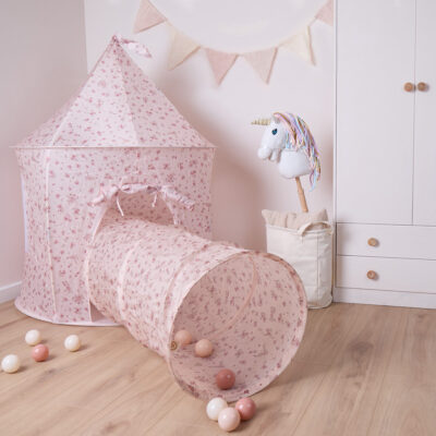 BABYNOHR - Popup Legetelt i Rosa Dreamy Flowers - Babynohr.dk