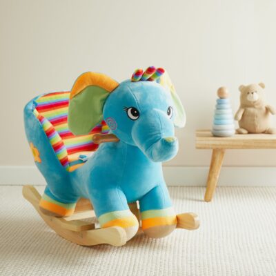 BABYNOHR - Gyngeelefant i Plys Og Træ Multifarvet - Babynohr.dk