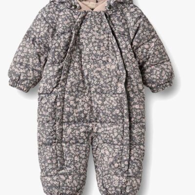 Wheat Edem Baby Flyverdragt, Dark Charcoal Flowers, 0-3 mdr.