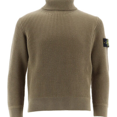Stone Island Bluse m. Rullekrave - Uld - Sage