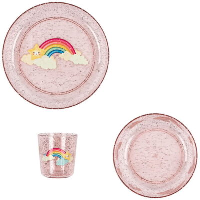 Konges Sløjd Spisesæt - 3 Dele - Rainbow m. Glimmer