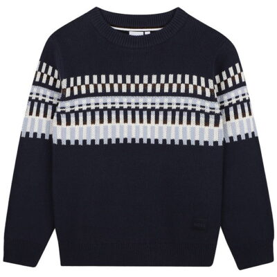 BOSS Bluse - Strik - Navy m. Mønster