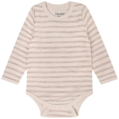CeLaVi Body l/æ - Uld/Viskose - YD Stripe - Mocha Meringue