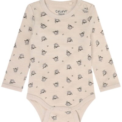 CeLaVi Body l/æ - Uld/Viskose - AOP - Mocha Meringue