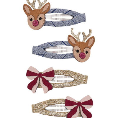 Mimi & Lula Hårspænder - 4-Pak - Rudolph and Bow Christmas