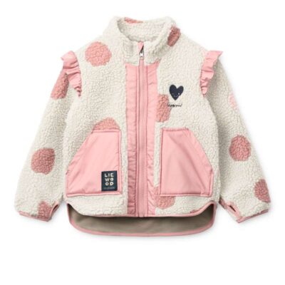 Liewood Noam Fleecejakke m. Flæser - Spot Dot Sandy/Rose blush Mix