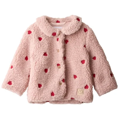 Molo Ummi Fleece Jakke - Red Hearts Soft - 86