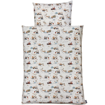 NM Baby Sengelinned - Dess. 1356 Beige m/ Arbejdsmaskiner