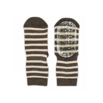 Baby Strømpe I Merino Uld Med Anti-slip Brown Melange 22/24