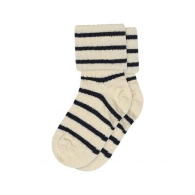 Baby Strømpe I Merino Uld Med Striber 17/18 Dark Navy