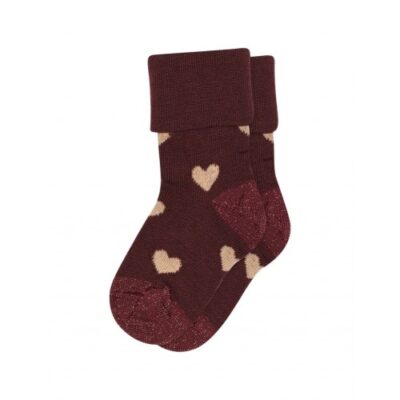 Baby Strømper I Merino Uld Med Hjerter 17/18 Wine Red