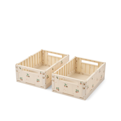 Liewood - Weston Printet Opbevaringskasse - Peach / Sea Shell - Str. M, 2-pack