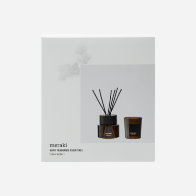 Meraki - Gift Box - Silent Amber Diffuser + Scented Candle - White - 100 ml - 60 g